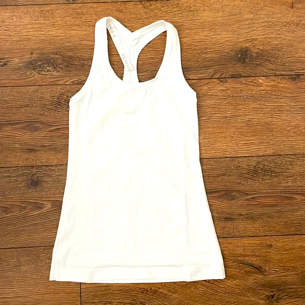 Lululemon White Racerback Yoga Running Tank Top 4 New